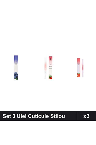 NAİLS Set 3 Ulei Cuticule Tip Stilou - Blueberries, Pepene Verde, Strawberry