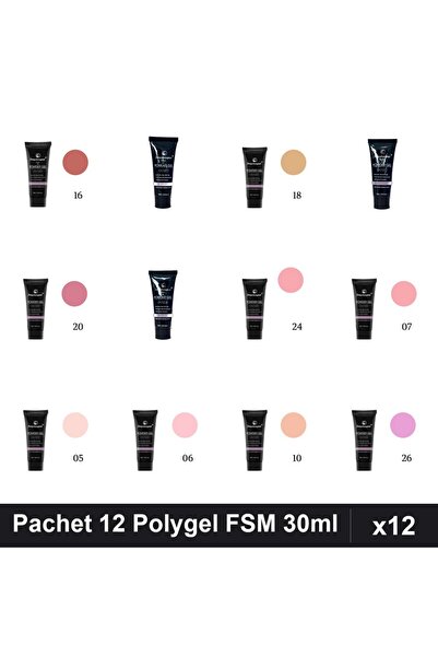 FSM Set 12 Polygel 30ml - Nr.05, 06, 07, 10, 14, 16, 17, 18, 20, 22, 24, 26