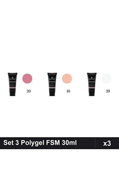 FSM Set 3 Polygel 30ml - Nr.20, Nr.10, Nr.29 - Construcție Unghii