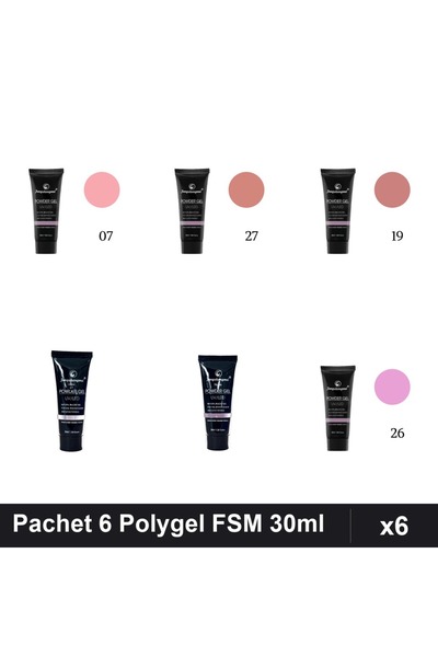 FSM Set 6 Polygel 30ml - Nr.07, Nr.27, Nr.19, Nr.17, Nr.15, Nr.26