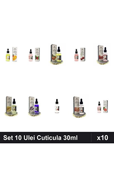 global fashion Set 10 Ulei Cuticula Pipetă 30ml - Arome Fructe și Flori - Ing...
