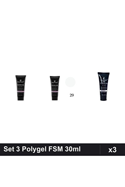 FSM Set 3 Polygel 30ml - Nr.01 Clear, Nr.29, Nr.23 - Constructie Unghii