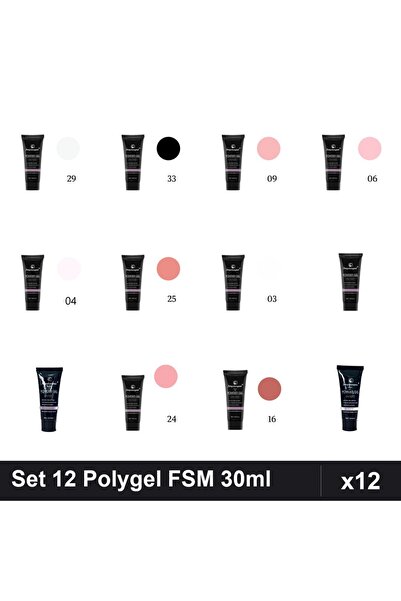 FSM Set 12 Polygel 30ml - Nr.29, Nr.33, Nr.09, Nr.06, Nr.04, Nr.25, Nr.03, Nr...