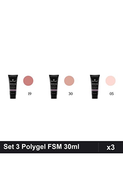 FSM Set 3 Polygel 30ml - Nr.05, Nr.19, Nr.30 - Constructie Unghii