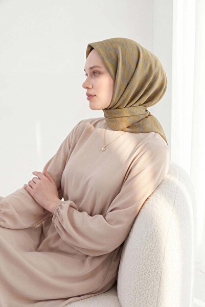 Silk Home Soft Eşarp Zincir Desen Hardal Sarısı 90x90