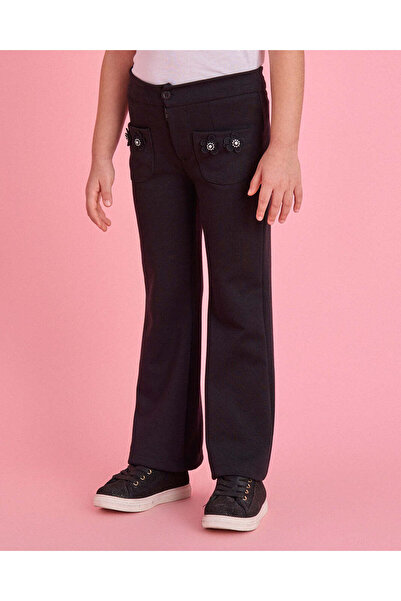 REDTAG Girls Black Ponte Leggings
