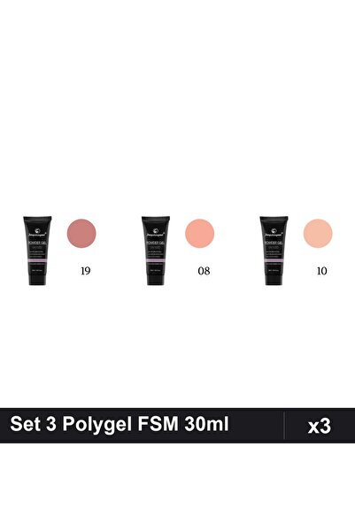 FSM Set 3 Polygel 30ml - Nr.19, Nr.08, Nr.10 - Constructie Unghii