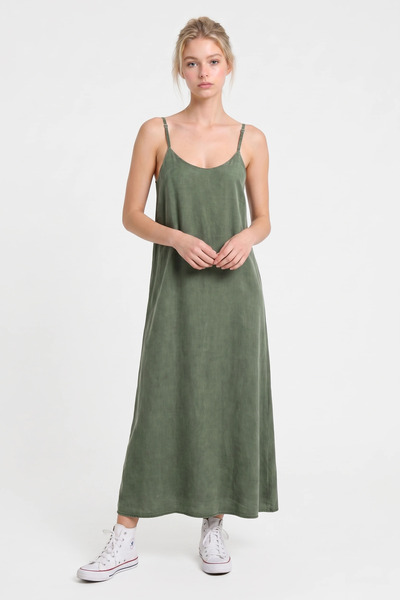 No Matter What Adjustable Thin Strap Tencel Midi Dress