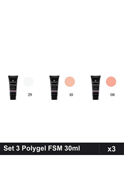 FSM Set 3 Polygel 30ml - Nr.29, Nr.10, Nr.08 - Constructie Unghii