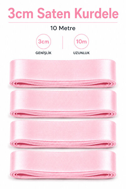 Organizasyon Pazarı Pembe Saten Kurdele 3cm 10 metre Bobo Balon Süs Hediyelik...