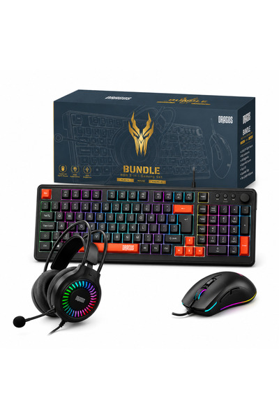 DRAGOS Bundle RGB Kablolu Oyuncu Klavye Mouse ve Kulaklık Seti