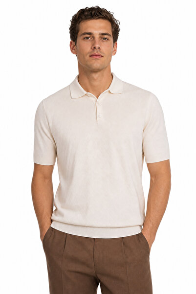 Desen Triko Tricotaj pentru bărbați cu guler polo, cu model în față, 100% bum...