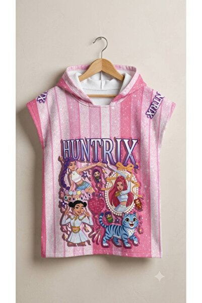 trandbaby Huntrix Girl's Pink Hooded Beach Poncho Towel
