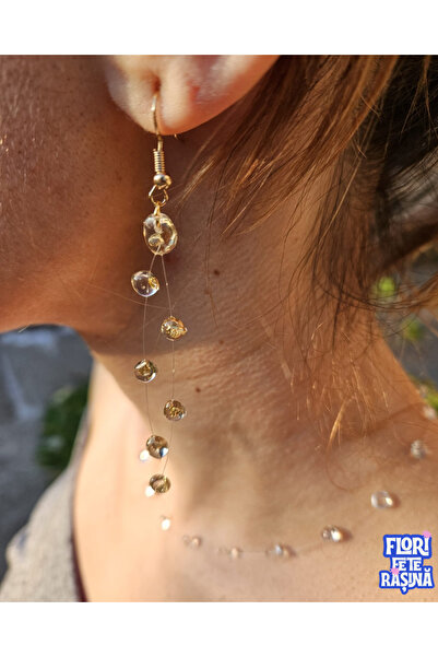 Flori, fete &rașină Rain drops earring