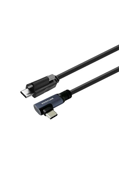 VivoLink Cablu USB-C la USB-C cotit, 2m, cu șurub de blocare, Minicoax, pentr...