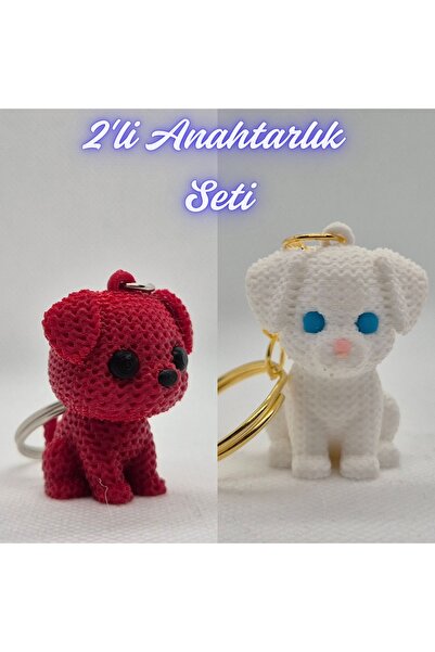 3DAtölyeMaker Fire Department Red Knitted Patterned Dog and White Knitted Pat...