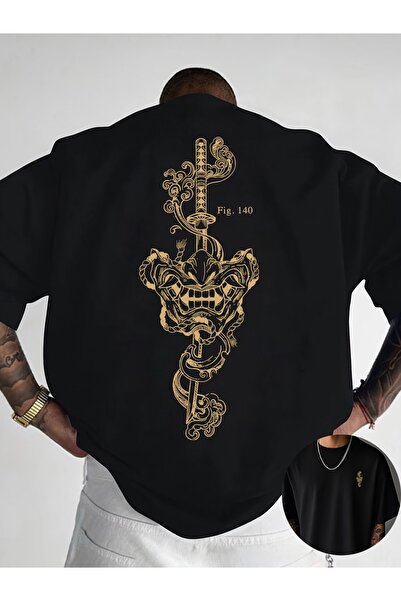 PAVRO Unisex Άνετο T-shirt με μικτό σχέδιο και στάμπα