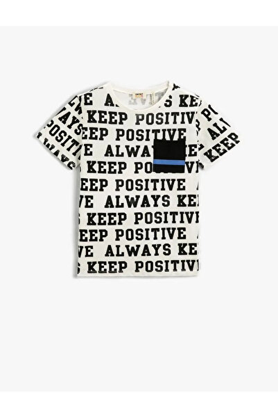 Koton Boy's Slogan Printed Short Sleeve T-Shirt Cotton Crew Neck