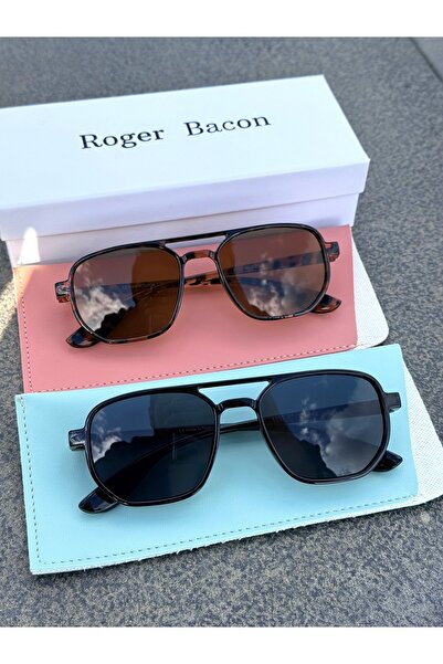 Roger Bacon مجموعة نظارات شمسية نسائية من Double Advantage باللونين الأسود وا...