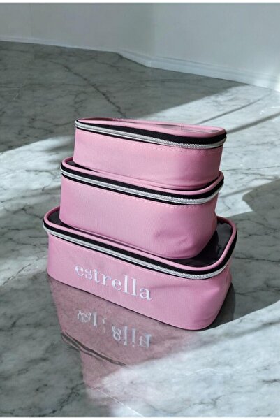 ESTRELLA Luna Makeup Bag Set 3-Piece Cosmetic Care Organizer Pink