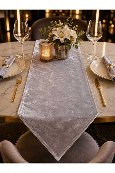 çeyizköşesi Velvet Runner Gray 30X110