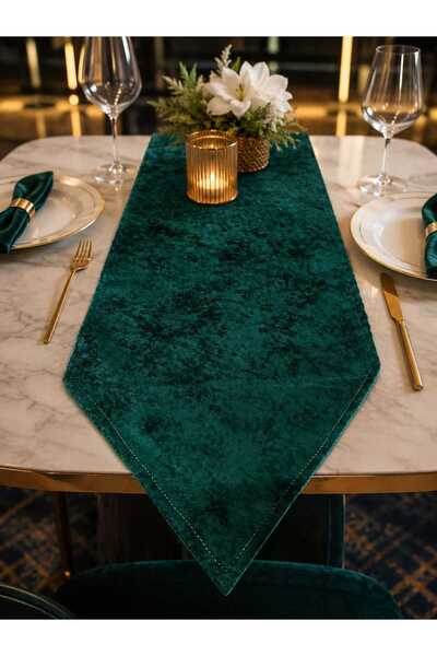 çeyizköşesi Velvet Runner Green 30X110