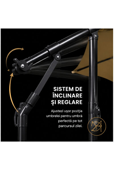 OEM Umbrelă de Grădină 3m, Reglabilă, Suport Inclus Maro (RO-V10) (PLD)