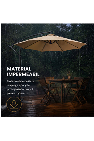 OEM Umbrelă de Grădină 3m, Reglabilă, Suport Inclus Maro (RO-V14) (PLD)