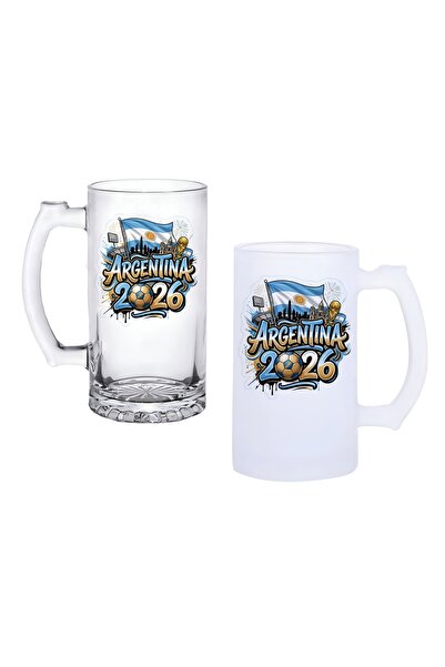 Ghostbastır Argentina World Cup Beer Glass with Handle Frosted or Transparent...