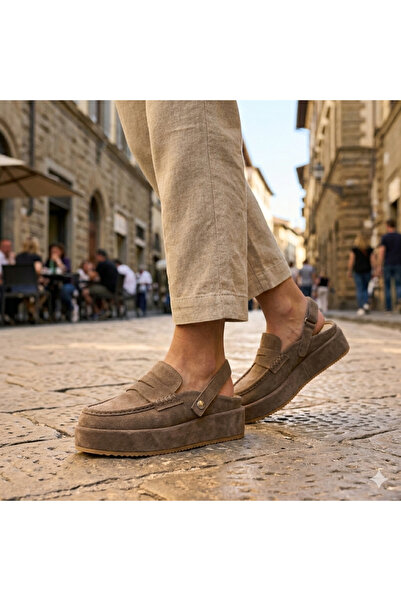 Oneka Shoes صندل نسائي يومي من جلد المنك مع حزام 260630SBST0847
