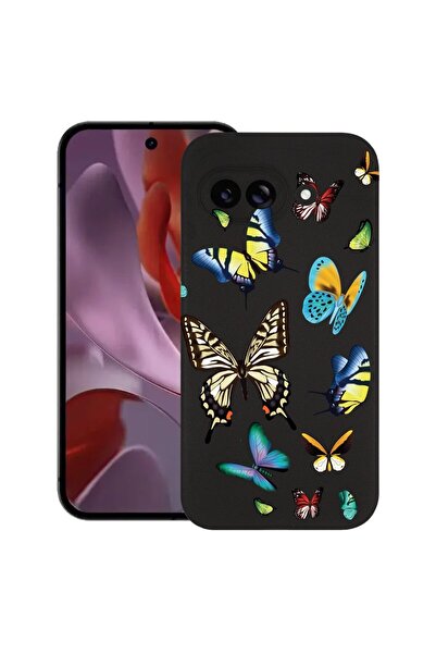 bestcase Калъф за Google Pixel 9a, Красиви цветни пеперуди, Тънък силиконов 0...