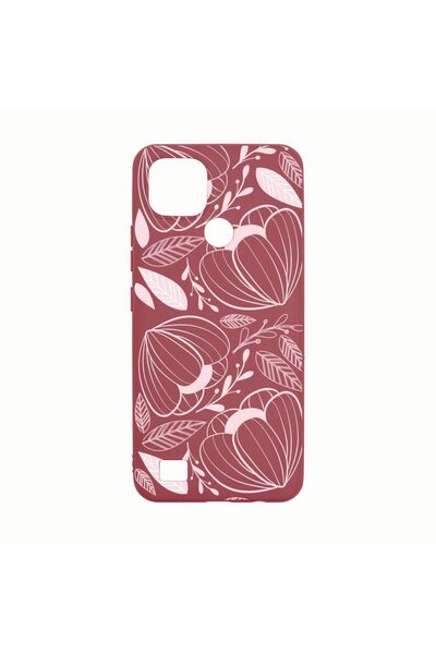 bestcase Силиконов калъф, съвместим с Realme C21, Розови цветя, устойчив на и...