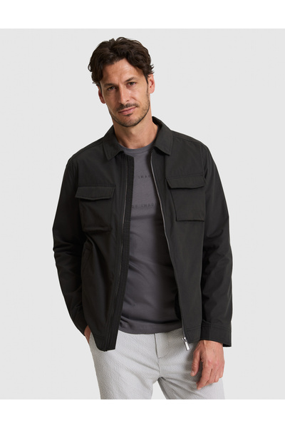 Pierre Cardin Black Shirt Collar Seasonal Coat 50325313-Vr046
