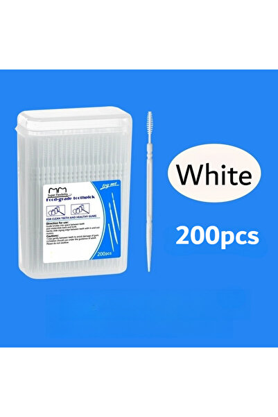 Choice White 200pcs/box Boxed Toothpick Brush Portable Plastic Toothpick Disp...