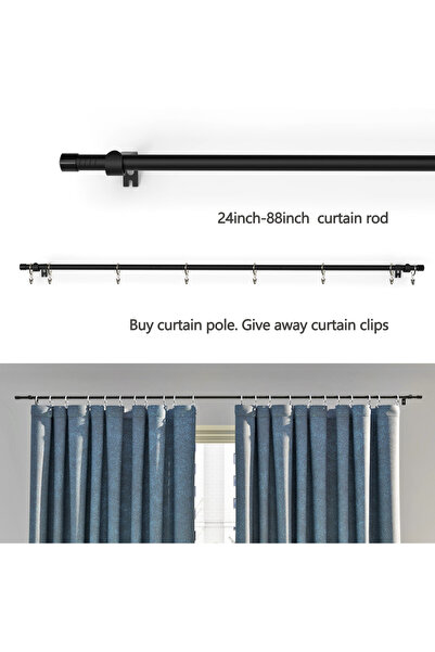 Choice3 23-55Inch black Simple and Practical Curtain Rod, Suitable for 23-80i...