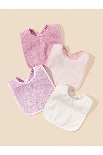 Choice 4pcs Soft And Absorbent Solid Color Button Closure Unisex Baby Bibs