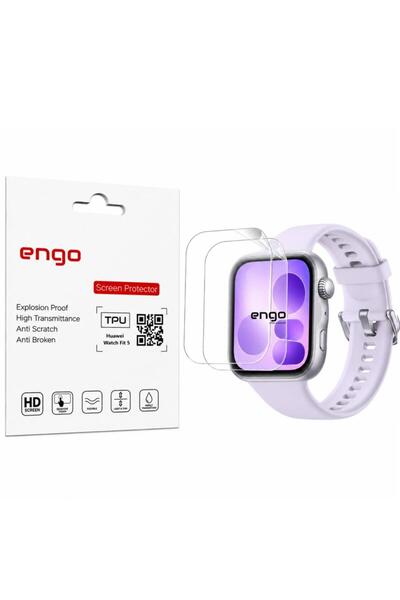 Engo واقي شاشة متوافق مع ساعة هواوي فيت 5، طبقة شفافة من مادة TPU، قطعتين