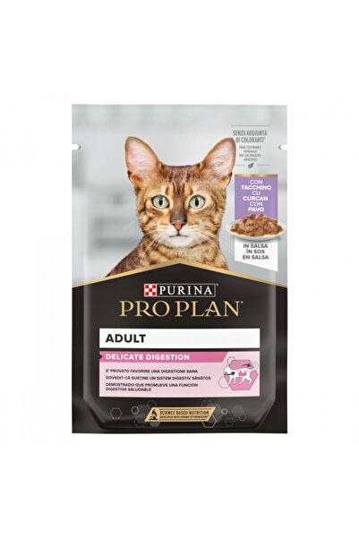 Pro Plan Purina Hrană umedă pentru pisici cu digestie delicată, Curcan, 26 x 85g