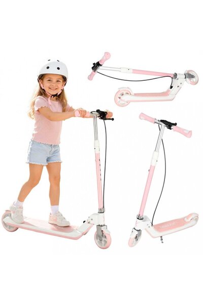 trike fix Trotineta pentru copii Pink, cu ghidon ajustabil, roti luminoase LE...