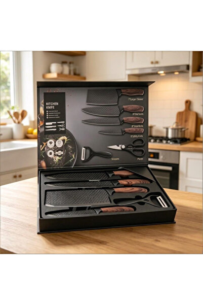 OSOOKE 6-Piece Kitchen Knife Set with Cleaver and Scissors in Gift Box, Sharp...