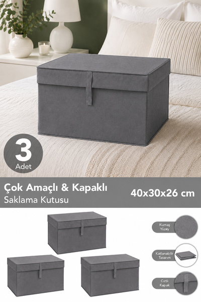 Meleni Home 3'lü Mini Boy Hurç - Çok Amaçlı Organizer Kapaklı Saklama Kutusu ...