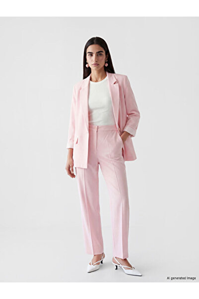 LC Waikiki Γυναικεία παντελόνια από λινό μείγμα STANDARD Fit από το Shining S...