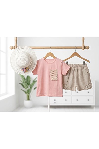 Miniminnakkidswear طقم شورت من القش مكون من 3 قطع للفتيات من عمر 2-5 سنوات