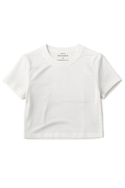 WANDER TAPESTRY Short Sleeve Crop Fit Basic Women's T-Shirt |   Crew Neck Unprinted Blouse Lycra Quality Premium Fabric