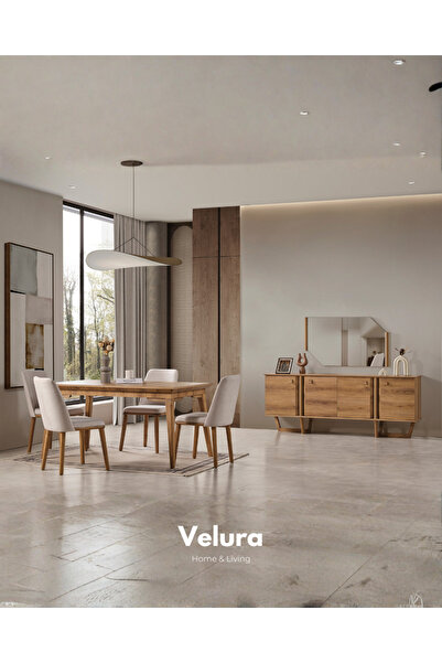 Velura Home & Living Kolezyum Yemek Odası Takımı - Naturel (Tv Ünitesi Hariç)