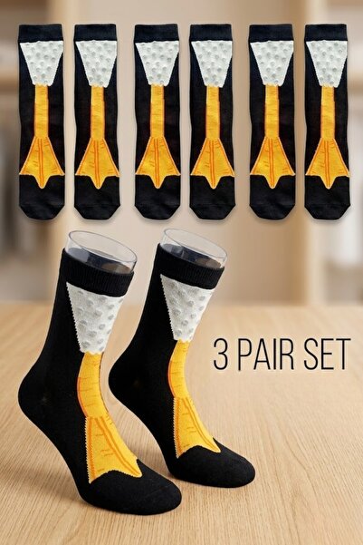 Esinti 3 Pairs of Cotton Crow's Feet Patterned Socks Long Women's Socks