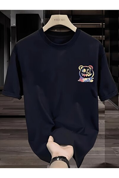 PAVRO Unisex Άνετο T-shirt με μικτό σχέδιο και στάμπα