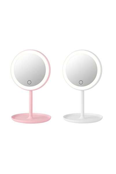 PİYATECH Led Işıklı Dokunmatik Makyaj Aynası Pembe & Beyaz – 3 Kademeli Işık ...
