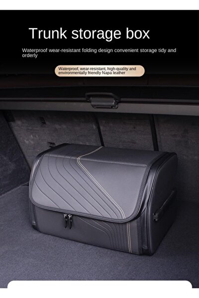 Generic Foldable Car Trunk Organizer, Premium Leather Storage Box with Quilte...