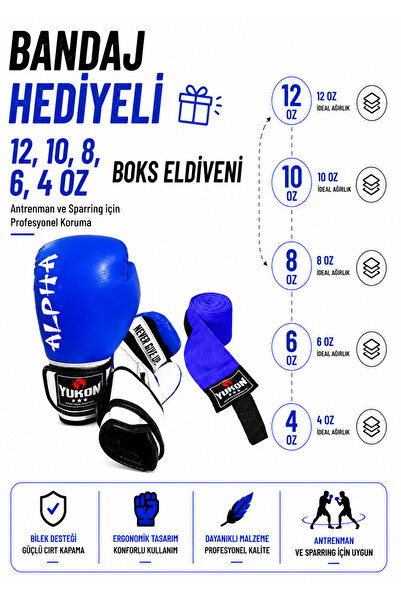 cayenna Alpha Bandaj Hediyeli Profesyonel Boks Eldiveni Dayanıklı Antrenman E...